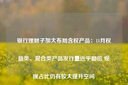 银行理财子加大布局含权产品：11月权益类、混合类产品发行量近乎翻倍 规模占比仍有较大提升空间