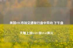 美国OTC市场交通银行盘中异动 下午盘大幅上涨8.53%报19.63美元