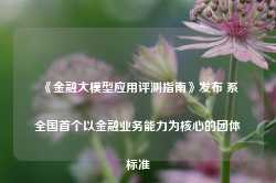 《金融大模型应用评测指南》发布 系全国首个以金融业务能力为核心的团体标准